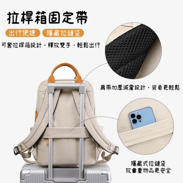 【MoonDy】包包女 後背包 電腦包 筆電包 尼龍後背包 大容量包包 韓國包包 大學生後背包 奶茶色包包