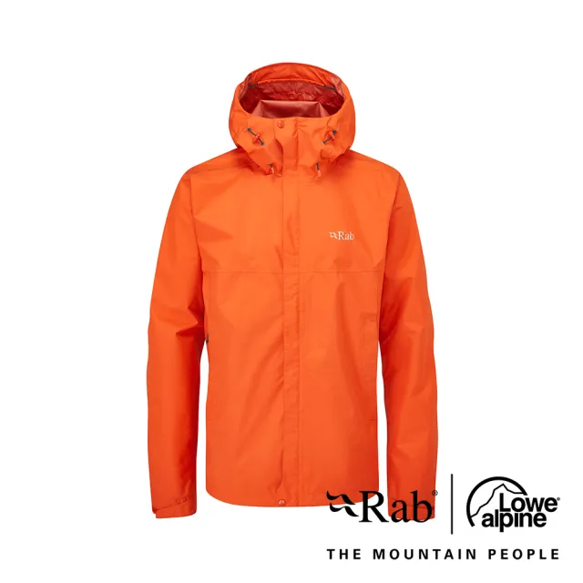 【RAB】Downpour Eco Jacket 輕量防風防水連帽外套 男款 爆竹橘 #QWG82