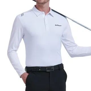 【GoPlayer】出清特價 男翻領速乾防曬袖套衣-白.黑(高爾夫短袖T恤球衫 Polo運動排汗速乾Golf球衣)