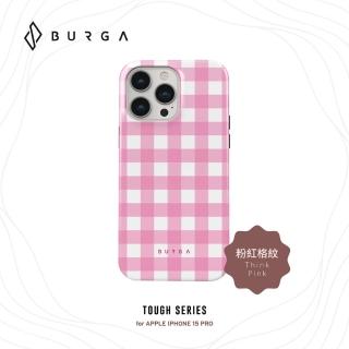 【burga】iphone 15 pro tough系列磁吸式防摔保護殼-粉紅格紋(支援無線充電功能)