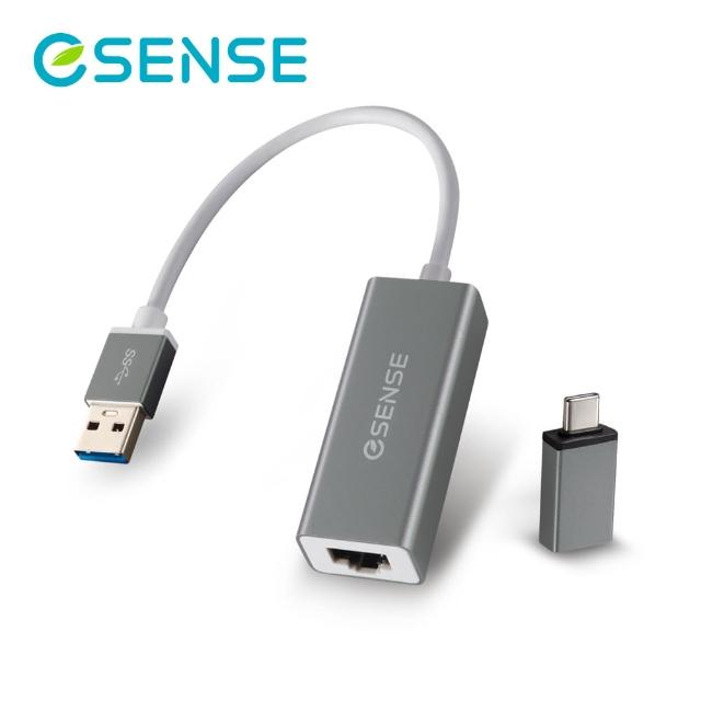 【ESENSE 逸盛】U389TGPA USB3.0 HUB集線器-轉RJ45(附贈TYPE-C轉接頭)