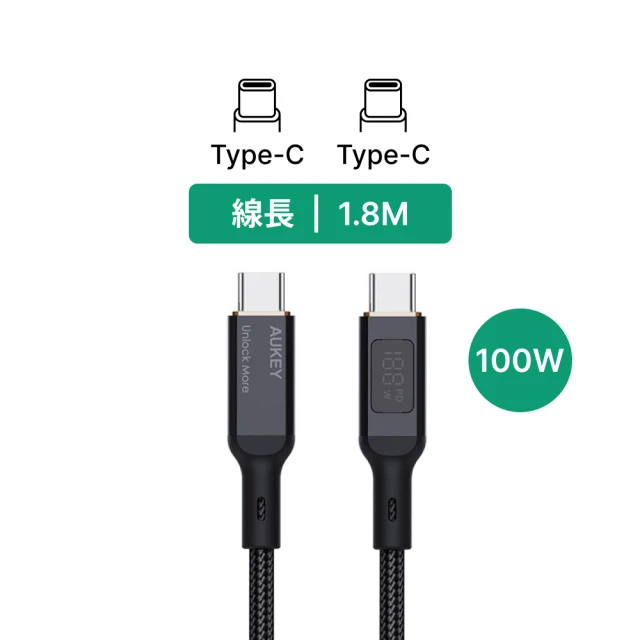 【AUKEY】Type-C to Type-C USB 1.8M 快充傳輸線（CB-MCC102）