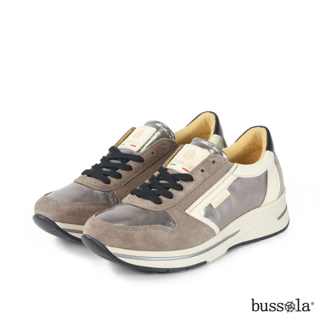 bussolabussola Livorno 時髦未來感異材質拼接綁帶休閒鞋(淺咖啡)