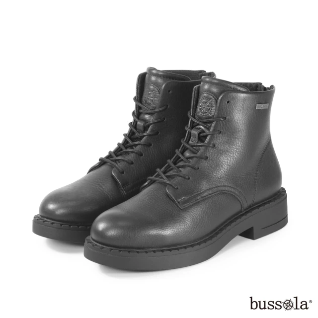 bussolabussola Roma 防水牛皮綁帶極地防滑馬丁靴(黑色)