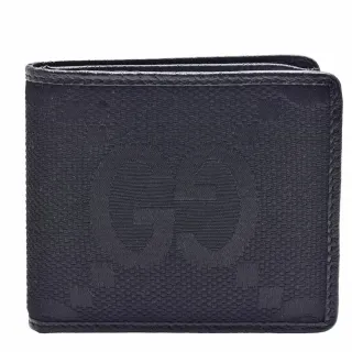 【GUCCI 古馳】經典JUMBO GG系列帆布摺疊短夾(黑色699308-FABGN-1000)