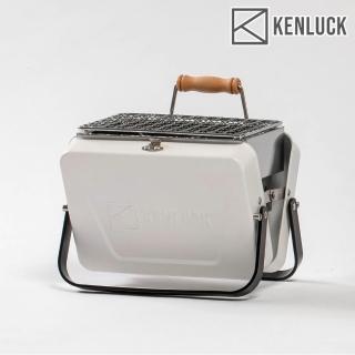 【KENLUCK】迷你攜帶型烤肉架 / 雅典白-陽極黑腳架(烤爐 烤肉爐 BBQ 焚火台 火爐 台灣品牌)