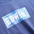 【EDWIN】男裝 EDGE 藍色電光LOGO印花寬版短袖T恤(灰藍色)