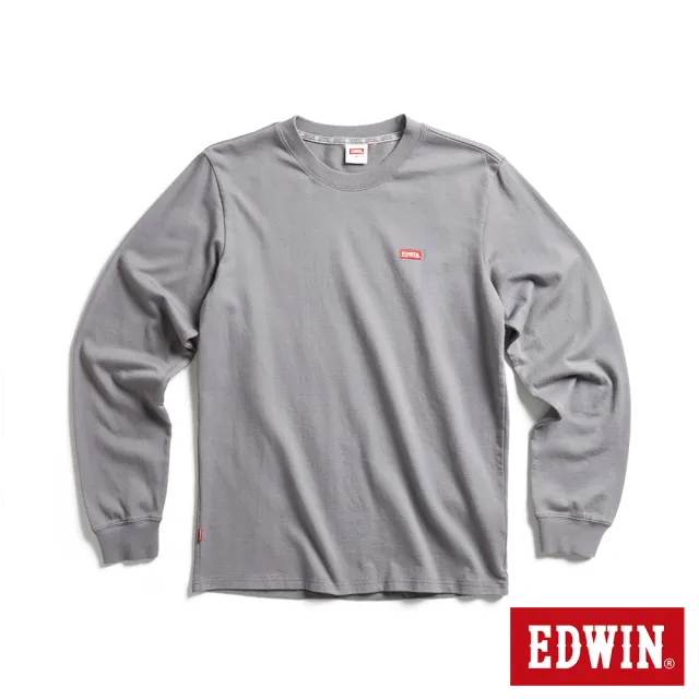 【EDWIN】男裝 露營系列 背後富士營地LOGO印花長袖T恤(灰褐色)