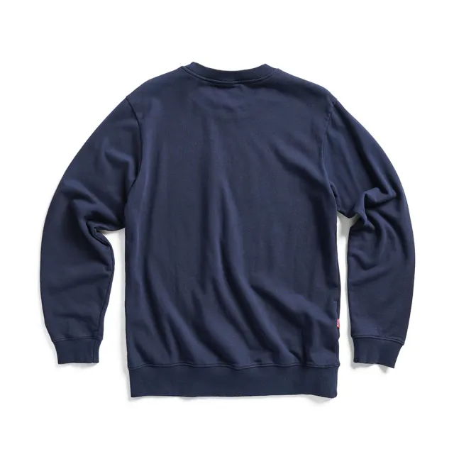 【EDWIN】男裝 露營系列 富士山營地BOX LOGO厚長袖T恤(丈青色)