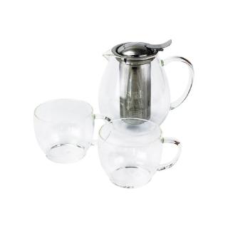 【maebata】PREMIERE AOYAMA 玻璃1壺2杯組 附不鏽鋼濾茶網(平輸品)