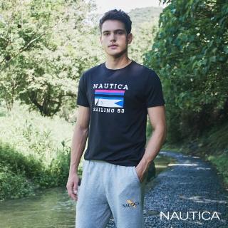 【NAUTICA】男裝 休閒百搭旗語圖騰短袖T恤(黑色)