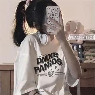 【D.studio】韓版寬鬆字母半長袖短袖上衣(短袖t恤 女裝 顯瘦上衣 衣服 寬鬆上衣 T569)