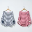 【H2O】造型綁帶袖條紋棉質上衣 #3651001(白底藍條/粉底白條色)