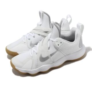 【NIKE 耐吉】排球鞋 React Hyperset SE 男鞋 白 灰 魔鬼氈 緩震 穩定 支撐 室內運動鞋(DJ4473-100)