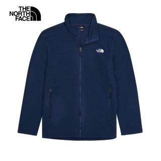 【The North Face 官方旗艦】北面男款藍色保暖舒適休閒立領抓絨外套｜88R88K2