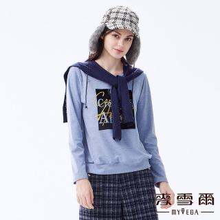 【MYVEGA 麥雪爾】金蔥字母上衣-淺藍