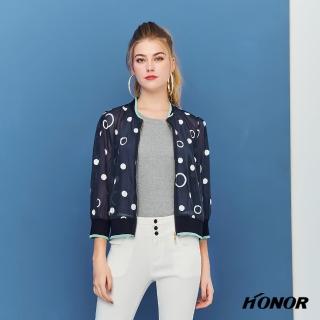 【HONOR 山形屋】圓圈透膚拉鍊薄外套(MOMO獨家限定)