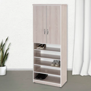 【米朵Miduo】2.7尺兩門半開放式塑鋼鞋櫃 楓木色系列 防水塑鋼家具