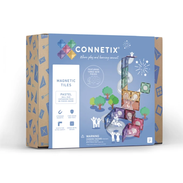 Connetix 磁樂 澳洲 Connetix 磁力片- 80片 粉彩球道進階延伸組合(STEAM 玩具)