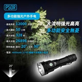 【CYANSKY】錸特光電 P50R 12000流明 強光手電筒(328米射程 高續航 泛光 一鍵爆閃)