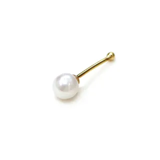 【MIESTILO】14K 珍珠養耳棒耳環(珍珠 純金 黃金 K金耳環 單支販售)