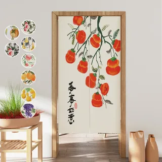 【巴芙洛】開運日式棉麻門簾85x180cm(穿桿門簾/免打孔/風水簾/長門簾/日式隔斷簾)