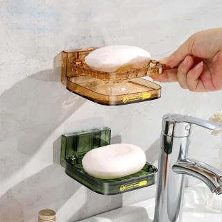 【Dagebeno荷生活】雙層分離式可瀝水肥皂盒 透明好清潔壁掛免打孔香皂架(1入)