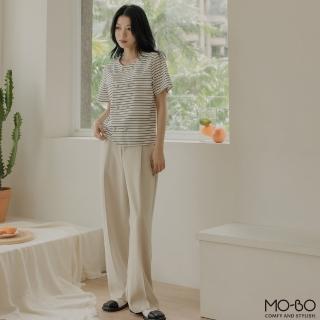 【MO-BO】條紋金屬飾釦外套感上衣