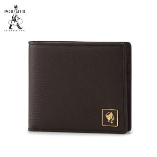 【PORTER INTERNATIONAL】法式精緻BEND真皮雙折短夾(咖啡)