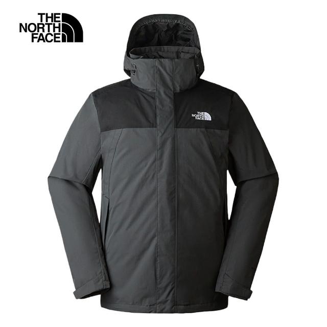 【The North Face 官方旗艦】北面男款灰黑拼接DryVent防水透氣連帽三合一外套｜892A0C5