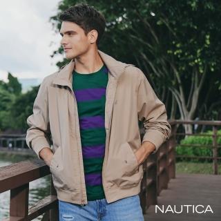 【NAUTICA】男裝 束扣連帽輕便防風防潑水外套(杏)