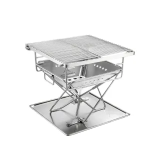 【Campingmoon 柯曼】304不鏽鋼迷你焚火台 X-Mini PRO(Chill Outdoor 不鏽鋼焚火台 烤肉爐 燒烤架)