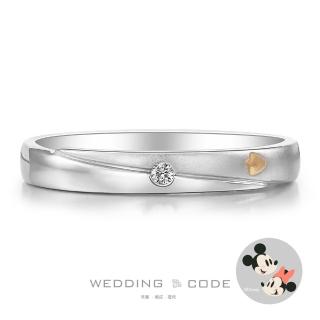 【WEDDING CODE】鉑金14K金 2分鑽石男戒 迪士尼米奇米妮3804雙色(天然鑽石 618限定 現貨 禮盒)