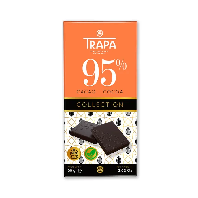 【Trapa】精選95%黑巧克力片80g