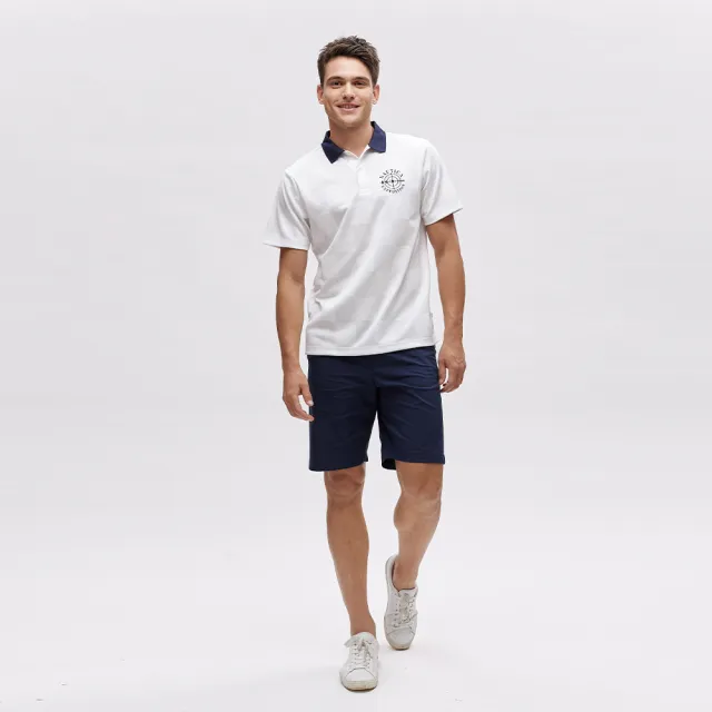 【NAUTICA】男裝 格紋抗皺短袖POLO衫(白)