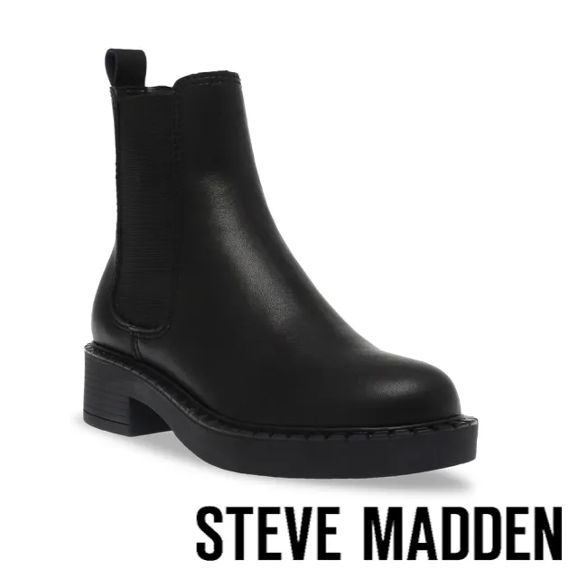 【steve madden】ARCHED 平底切爾西厚底靴(黑色)