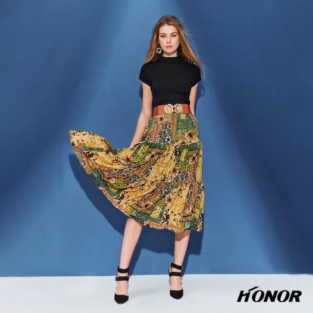 【HONOR 山形屋】復古百花層次蛋糕長裙(MOMO獨家限定)