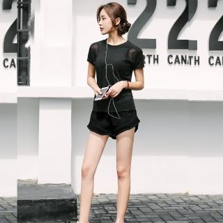 【狐狸姬】網紗M-3L三件式瑜珈服路跑運動衣