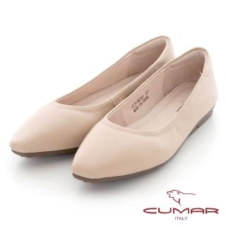 【CUMAR】素面飽滿小方頭平底鞋(杏色)