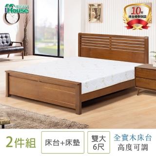 【IHouse】皇家全實木房間2件組-雙大6尺(床臺+床墊)