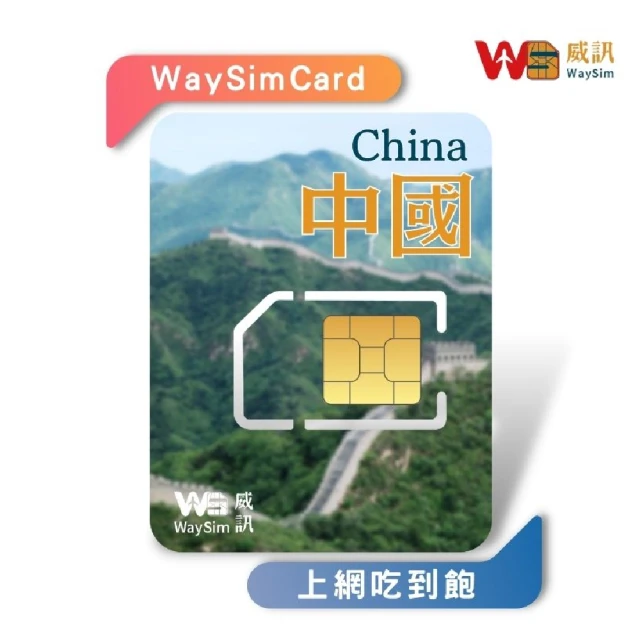 威訊WaySim 中國 4G高速 吃到飽網卡 6天(旅遊網卡 漫遊卡 吃到飽網卡 免翻牆 免VPN)