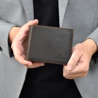 【men life】瘋馬皮 深咖夾層可抽取短夾(皮夾)