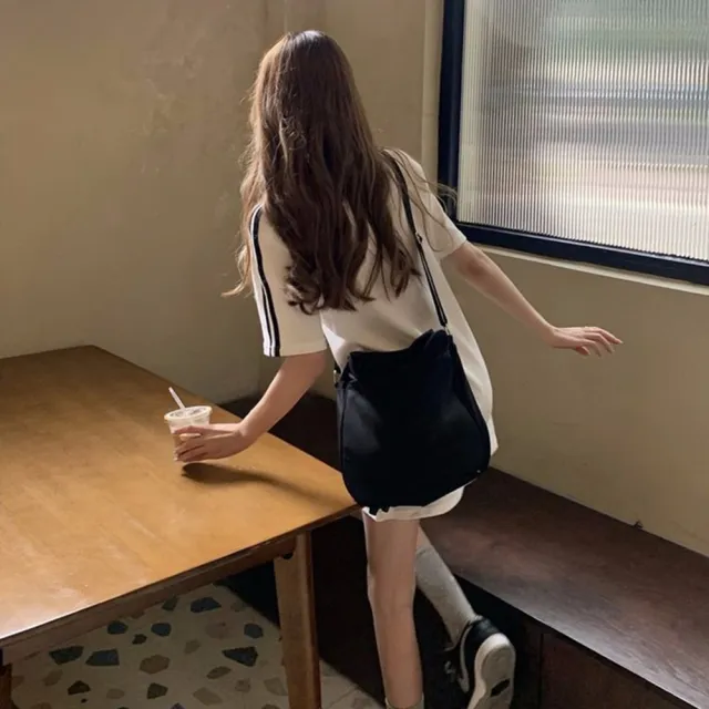 【D.studio】韓版小個子顯瘦休閒中長款連衣裙(洋裝 套裝 連身裙 短袖上衣 短袖t恤 女裝 S203)
