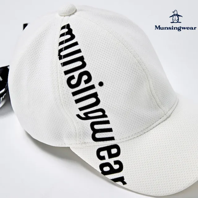 Munsingwear】企鵝牌女款黑色可拆式緞帶字母彈力高爾夫帽MLSE0C00