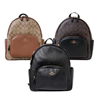 【COACH】中款COURT金屬LOGO皮革雙層拉鍊後揹包(多款可選)