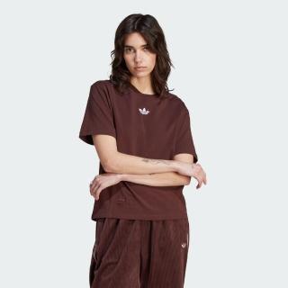 【adidas 愛迪達】上衣 女款 短袖上衣 運動 三葉草 亞規 HK TEE 咖啡 IJ8274