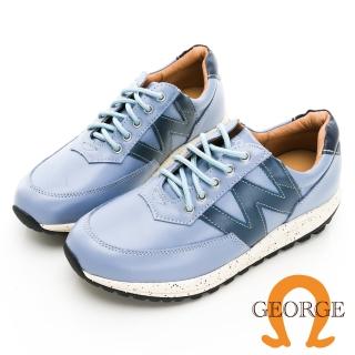 【GEORGE 喬治皮鞋】真皮字母縫線弧形鞋底氣墊鞋 -淺藍314008HK98