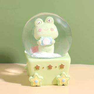 【送禮首選】動物派對可愛青蛙迷你發光水晶球(水晶燈 擺飾 裝飾 夜燈 生日 交換禮物 床頭燈 兒童 學生)
