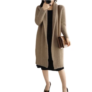 【A3】歐式羊絨長版針織外套(高雅氣質 時尚品味 膝上長度)