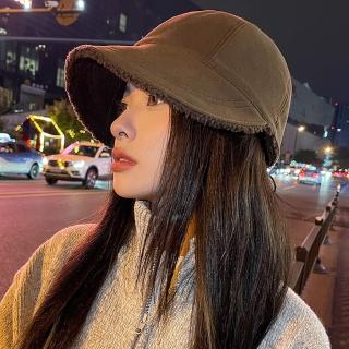【VEDINA】舒適時尚毛絨針織毛線帽 鴨舌帽 棒球帽 帽簷毛帽 仿羊毛觸感毛茸茸針織帽(咖啡色)